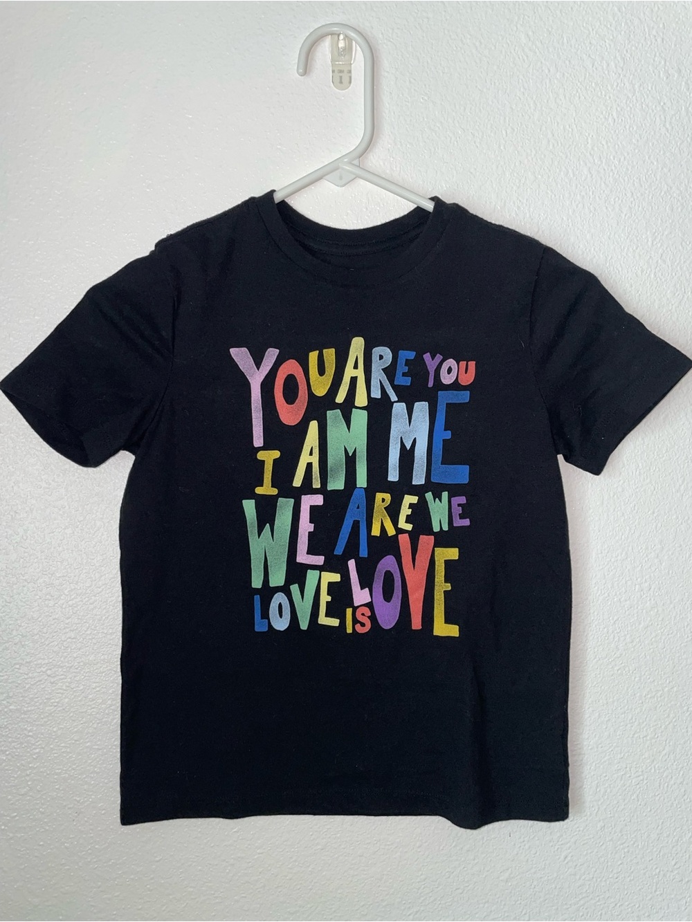 Old Navy Kids Black Graphic Tee with Rainbow Lettering